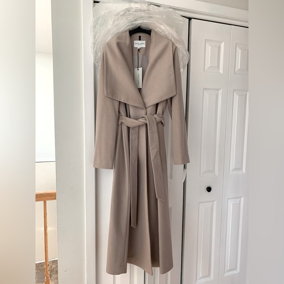 NEW! COLE HAAN WOOL BLEND LONG BELTED WRAP TRENCH COAT | SIZE 8 - Picture 2 of 12